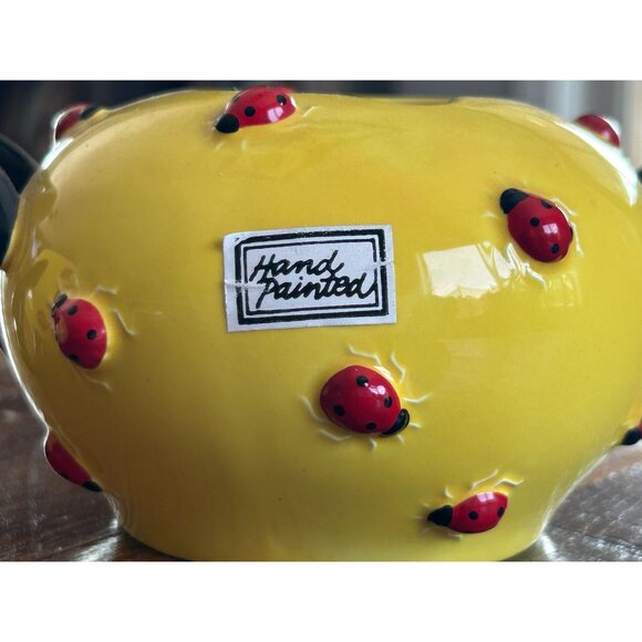 Department 56 Yellow Ladybug Sugar & Creamer Set By Department 56 Hand-Painted C - Picture 3 of 11